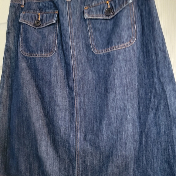 BODENS Womens Denimi Midi Skirt Front Slit Back Button down Cargo pockets Sz.14R - Picture 4 of 5